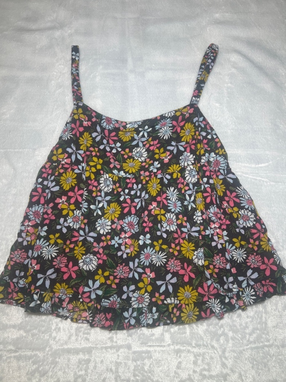 Volcom True To This Green Pink White Yellow Floral top